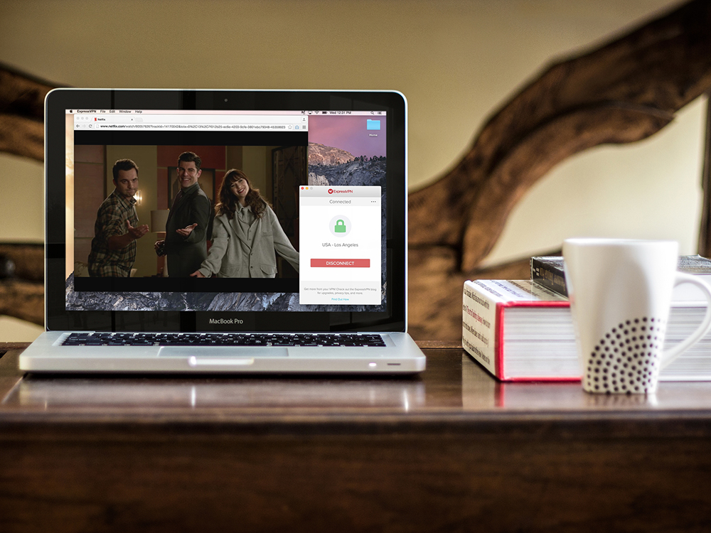 photo of expressvpn and netflix on a macbook