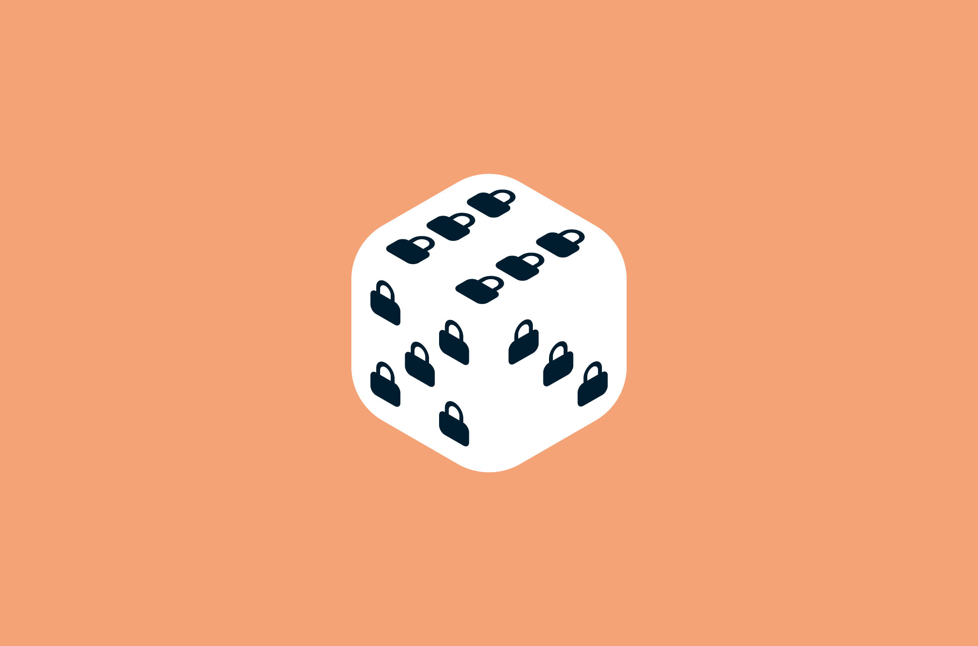 Dice with locks on it, representing Diceware as a password generator.