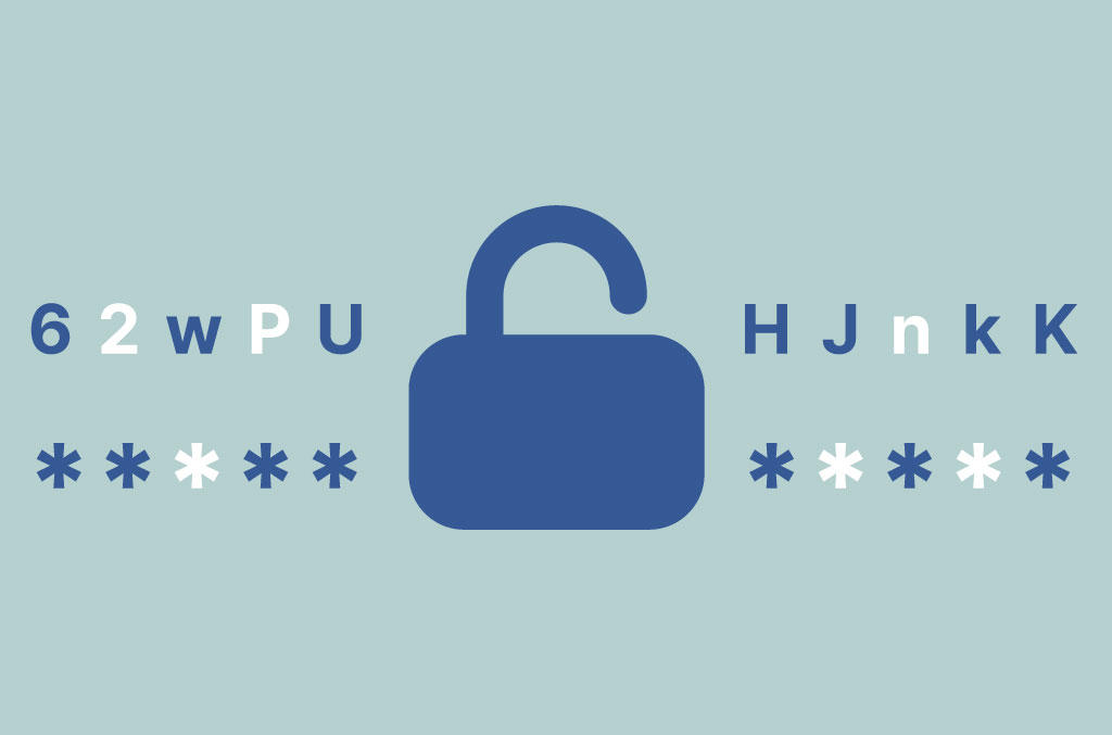 A padlock with a series on random digits either side of it to represent a strong and secure password.