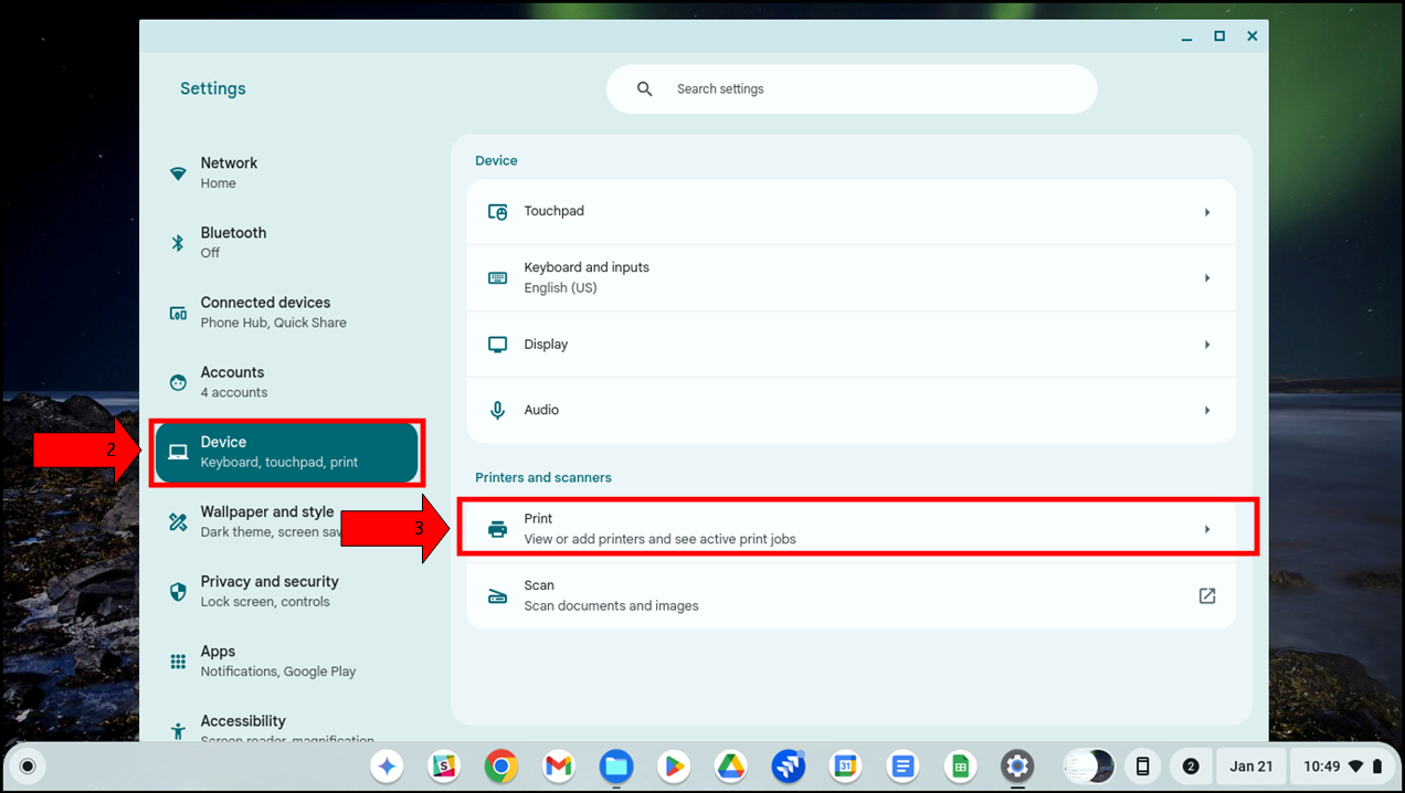 Select Device From The Lefthand Menu And Then Click On Print