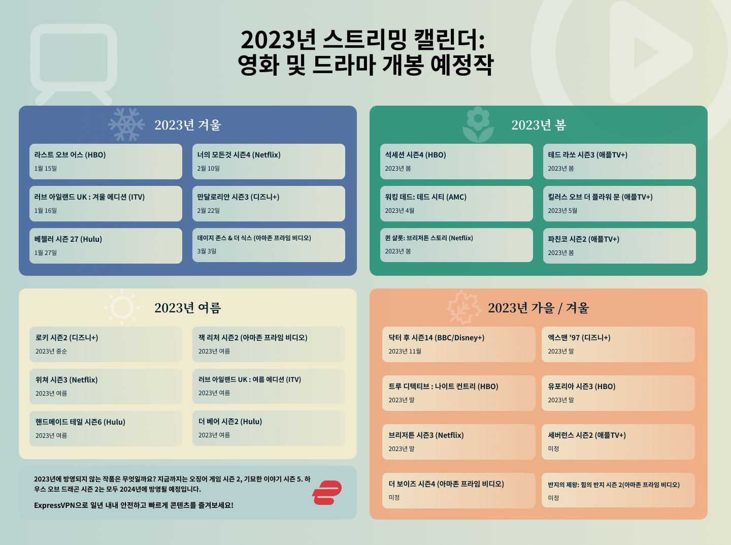 2023 Streaming Calendar Infographic KR