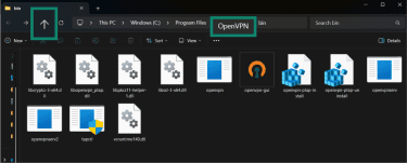 Accès au dossier principal du client graphique OpenVPN.