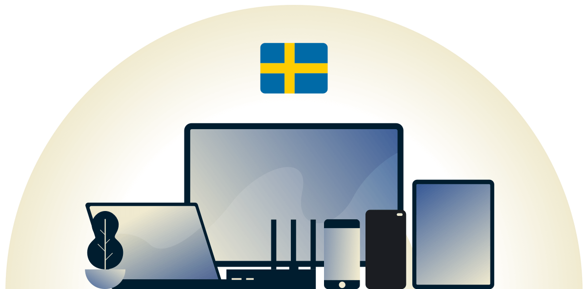 Sweden VPN beskytter en r&aelig;kke forskellige enheder.